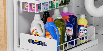 CARLA HOME 2 Tier Under Sink Organiser with Sliding Drawers for Kitchen & Bathroom
