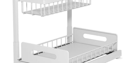 CARLA HOME 2 Tier Under Sink Organiser with Sliding Drawers for Kitchen & Bathroom