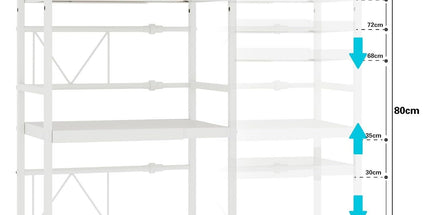CARLA HOME 3-Tier Microwave Oven Rack with Adjustable Metal Kitchen Shelf Stand for Countertop Storage and 6 Hooks for Utensils