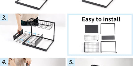 CARLA HOME 2 pack Under Sink Organiser with Sliding Drawers & 2 tier for Kitchen & Bathroom