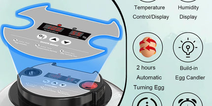 CARLA HOME 12 Egg Incubator with Automatic Turning, LED Display, Humidity & Temperature Control, Auto Water System & Built-in Egg Candler for Chicken, Duck, Quail, Goose