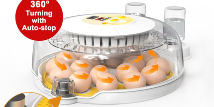 CARLA HOME 18 Egg Incubator with Automatic Turning, LED Display, Humidity & Temperature Control, Auto Water System & Built-in Egg Candler for Chicken, Duck, Quail, Goose