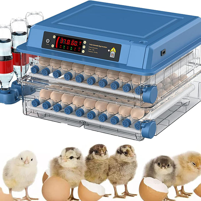CARLA HOME 128 Egg Incubator with Automatic Turning, LED Display, Humidity & Temperature Control, Auto Water System & Built-in Egg Candler for Chicken, Duck, Quail, Goose