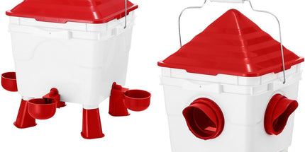 CARLA HOME Chicken Feeder Waterer Set, Automatic Gravity Dispenser with 8KG Food & 8L Water Capacity, 4 Ports & Cups, Clean Poultry Feeding for Coop, Duck, Quail, Hen