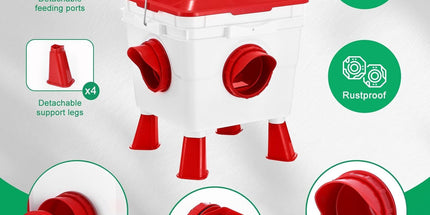 CARLA HOME Chicken Feeder Waterer Set, Automatic Gravity Dispenser with 8KG Food & 8L Water Capacity, 4 Ports & Cups, Clean Poultry Feeding for Coop, Duck, Quail, Hen
