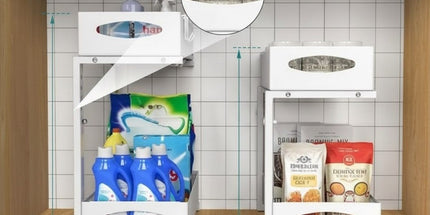 CARLA HOME 2 Pack Under Sink Organizer Pull Out Sliding Cabinet Storage Shelf with Height Adjustable for Kitchen, Bathroom or Laundry Room (White)