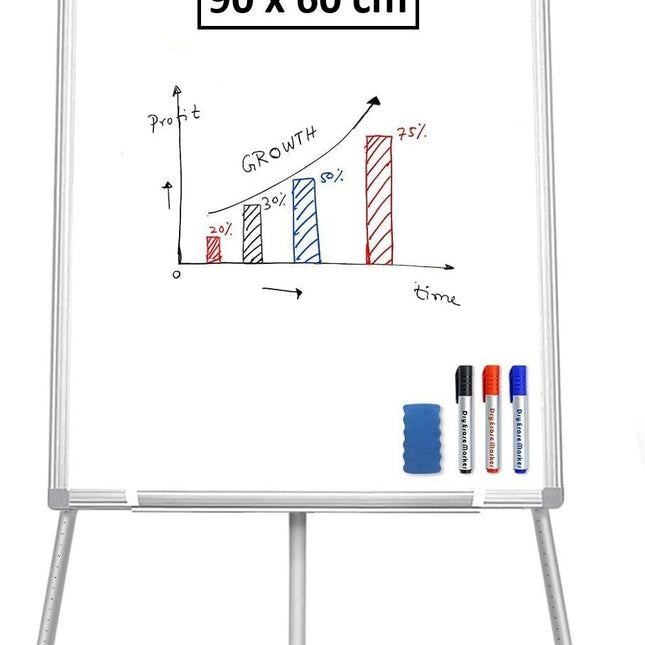 CARLA HOME Whiteboard Easel Portable Magnetic Dry Erase Board with Adjustable Tripod Stand & Height Adjustable for Office & Home (90x60cm)