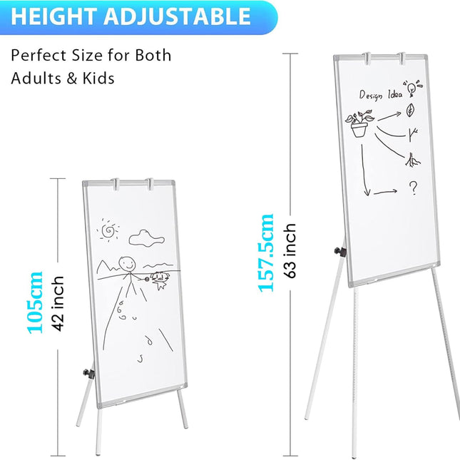 CARLA HOME Whiteboard Easel Portable Magnetic Dry Erase Board with Adjustable Tripod Stand & Height Adjustable for Office & Home (90x60cm)