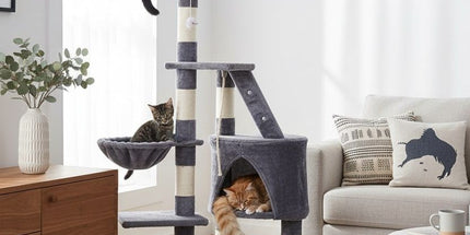 CARLA HOME 120cm Cat Tree for Indoor Cats with Condo, Hammock & Plush Perchfor for Kittens & Adult Cats