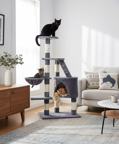 CARLA HOME 120cm Cat Tree for Indoor Cats with Condo