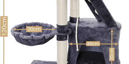 CARLA HOME 120cm Cat Tree for Indoor Cats with Condo, Hammock & Plush Perchfor for Kittens & Adult Cats