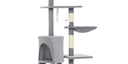 CARLA HOME 134cm Cat Tree for Indoor Cats with Hammock, Plush Perch & Sisal Scratching Posts for Kittens & Adult Cats (Light Grey)