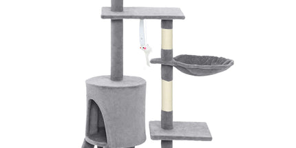CARLA HOME 134cm Cat Tree for Indoor Cats with Hammock, Plush Perch & Sisal Scratching Posts for Kittens & Adult Cats (Light Grey)