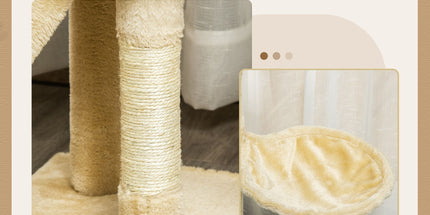 CARLA HOME 134cm Cat Tree for Indoor Cats with Hammock, Plush Perch & Sisal Scratching Posts for Kittens & Adult Cats (Beige)