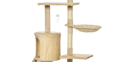 CARLA HOME 134cm Cat Tree for Indoor Cats with Hammock, Plush Perch & Sisal Scratching Posts for Kittens & Adult Cats (Beige)