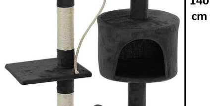 CARLA HOME 140cm Cat Tree for Indoor Cats with Plush Perch, Sisal Scratching Posts & Condo for Kittens & Adult Cats (Dark Grey)