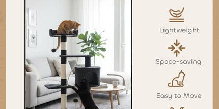 CARLA HOME 140cm Cat Tree for Indoor Cats with Plush Perch, Sisal Scratching Posts & Condo for Kittens & Adult Cats (Dark Grey)