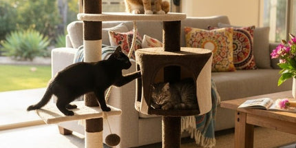 CARLA HOME 140cm Cat Tree for Indoor Cats with Plush Perch, Sisal Scratching Posts & Condo for Kittens & Adult Cats (Beige)