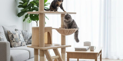 CARLA HOME 141cm Cat Tree Tower for Indoor Cats with Plush Perch, Ladder, Sisal Scratching Posts, Hammock & Condo for Kittens & Adult Cats (Beige)