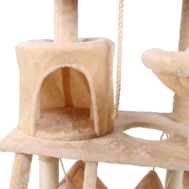 CARLA HOME 141cm Cat Tree Tower for Indoor Cats with Plush Perch, Ladder, Sisal Scratching Posts, Hammock & Condo for Kittens & Adult Cats (Beige)
