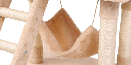CARLA HOME 141cm Cat Tree Tower for Indoor Cats with Plush Perch, Ladder, Sisal Scratching Posts, Hammock & Condo for Kittens & Adult Cats (Beige)