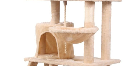 CARLA HOME 141cm Cat Tree Tower for Indoor Cats with Plush Perch, Ladder, Sisal Scratching Posts, Hammock & Condo for Kittens & Adult Cats (Beige)