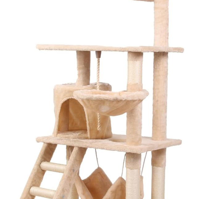 CARLA HOME 141cm Cat Tree Tower for Indoor Cats with Plush Perch, Ladder, Sisal Scratching Posts, Hammock & Condo for Kittens & Adult Cats (Beige)