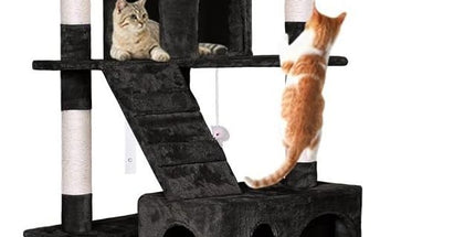 CARLA HOME 180cm Cat Tree Tower for Indoor Cats with Dual Condos, Plush Perches, Sisal Scratching Posts & Ramps for Kittens & Adult Cats (Black)