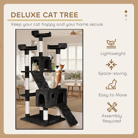 Black CARLA HOME 180cm Cat Tree Tower for Indoor Cats with Dual Condos