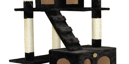 CARLA HOME 180cm Cat Tree Tower for Indoor Cats with Dual Condos, Plush Perches, Sisal Scratching Posts & Ramps for Kittens & Adult Cats (Black)