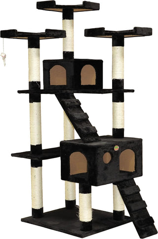 Black CARLA HOME 180cm Cat Tree Tower for Indoor Cats with Dual Condos