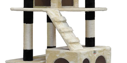 CARLA HOME 180cm Cat Tree Tower for Indoor Cats with Dual Condos, Plush Perches, Sisal Scratching Posts & Ramps for Kittens & Adult Cats (Beige)
