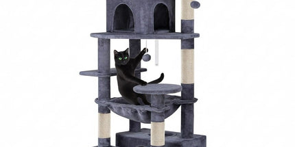 CARLA HOME 180cm Cat Tree Tower for Indoor Cats with Plush Perches, Dual Condos, Natural Sisal Scratching Posts & Ramps for Kittens & Adult Cats (Grey)