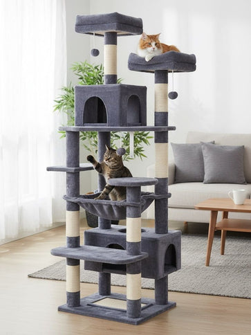 Natural CARLA HOME 180cm Cat Tree Tower for Cats with Plush Perches Grey