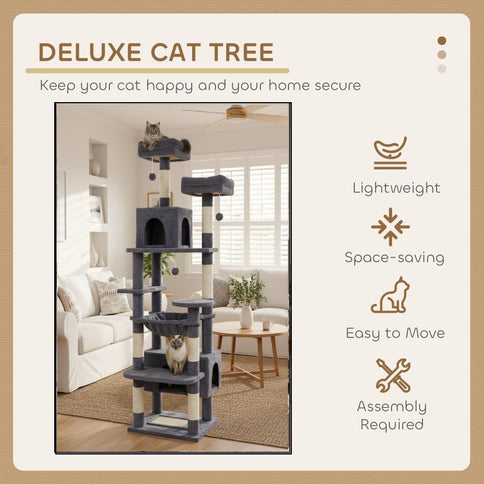Natural CARLA HOME 180cm Cat Tree Tower for Cats with Plush Perches Grey