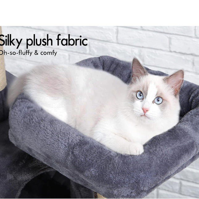 CARLA HOME 180cm Cat Tree Tower for Indoor Cats with Plush Perches, Dual Condos, Natural Sisal Scratching Posts & Ramps for Kittens & Adult Cats (Grey)