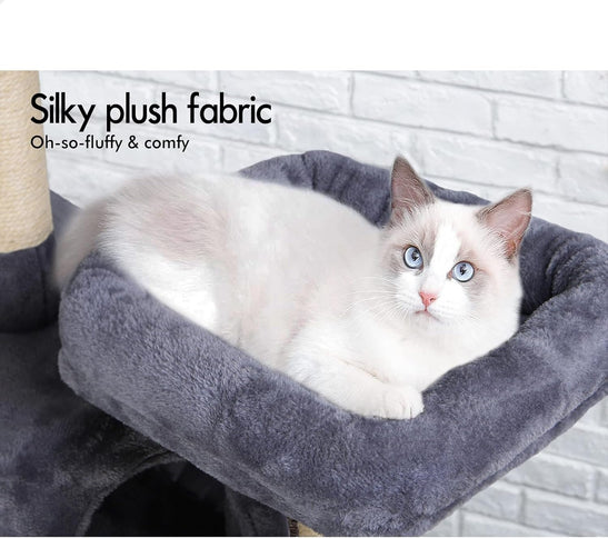 Natural CARLA HOME 180cm Cat Tree Tower for Cats with Plush Perches Grey