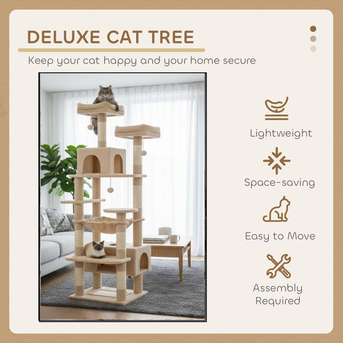 Natural CARLA HOME 180cm Cat Tree Tower for Cats with Plush Perches