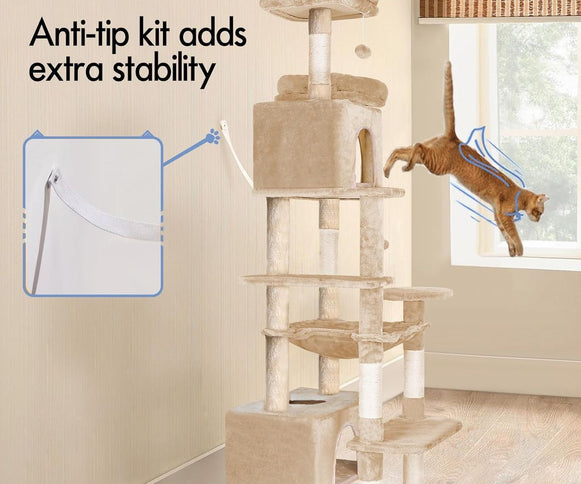Natural CARLA HOME 180cm Cat Tree Tower for Cats with Plush Perches