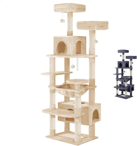 Natural CARLA HOME 180cm Cat Tree Tower for Cats with Plush Perches