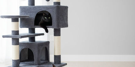 CARLA HOME 134cm Cat Tree Tower for Indoor Cats with Plush Perches, Dual Condos, Natural Sisal Scratching Posts & Ramp for Kittens & Adult Cats (Dark Grey)