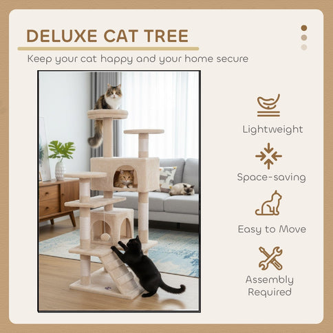 Natural CARLA HOME 134cm Cat Tree Tower for Cats with Plush Perches