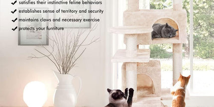 CARLA HOME 134cm Cat Tree Tower for Indoor Cats with Plush Perches, Dual Condos, Natural Sisal Scratching Posts & Ramp for Kittens & Adult Cats (Beige)