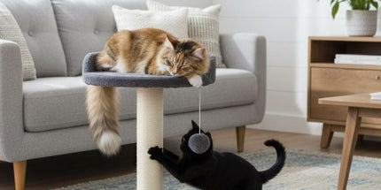 CARLA HOME Cat Tree Tower for Indoor Cats with Plush Perch, Sisal Scratching Post & Hanging Ball Toy for Kittens or Small Breeds