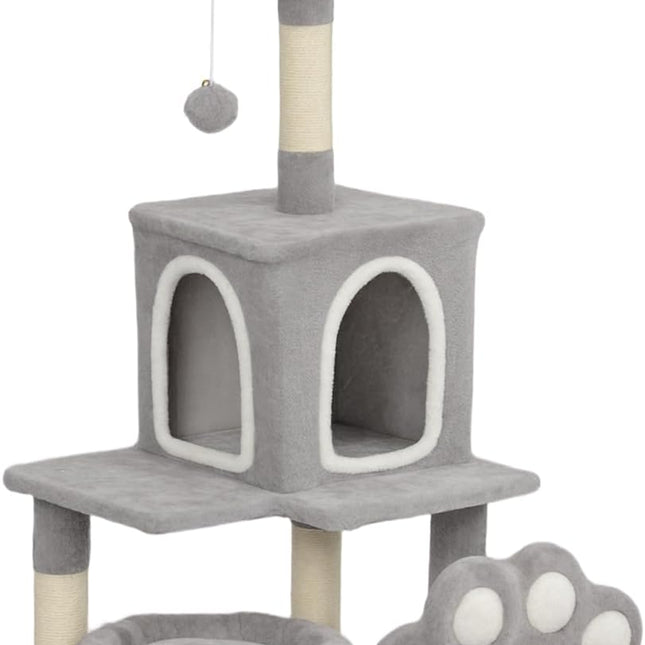 CARLA HOME Large Cat Tree Tower for Indoor Cats with Plush Perch, Cat Condo, Natural Sisal Scratching Posts, Hanging Ball & Paw Scratcher