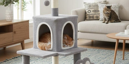 CARLA HOME Large Cat Tree Tower for Indoor Cats with Plush Perch, Cat Condo, Natural Sisal Scratching Posts, Hanging Ball & Paw Scratcher