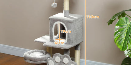 CARLA HOME Large Cat Tree Tower for Indoor Cats with Plush Perch, Cat Condo, Natural Sisal Scratching Posts, Hanging Ball & Paw Scratcher