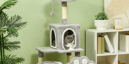 CARLA HOME Large Cat Tree Tower for Indoor Cats with Plush Perch, Cat Condo, Natural Sisal Scratching Posts, Hanging Ball & Paw Scratcher