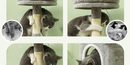 CARLA HOME Large Cat Tree Tower for Indoor Cats with Plush Perch, Cat Condo, Natural Sisal Scratching Posts, Hanging Ball & Paw Scratcher