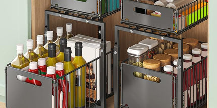 CARLA HOME 2- Pack Under Sink Organizer with Sliding Drawers & Height Adjustable for Kitchen Bathroom Cabinet Organization